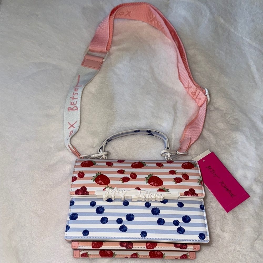 Betsey Johnson Crossbody Bag with Fruit Polka Dots  spring 2025🍓🍓🫐🫐🫐